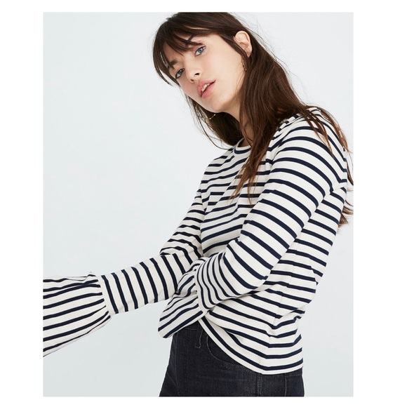 🍭 3/$20 Madewell black and white striped top with bell sleeves - Picture 13 of 13